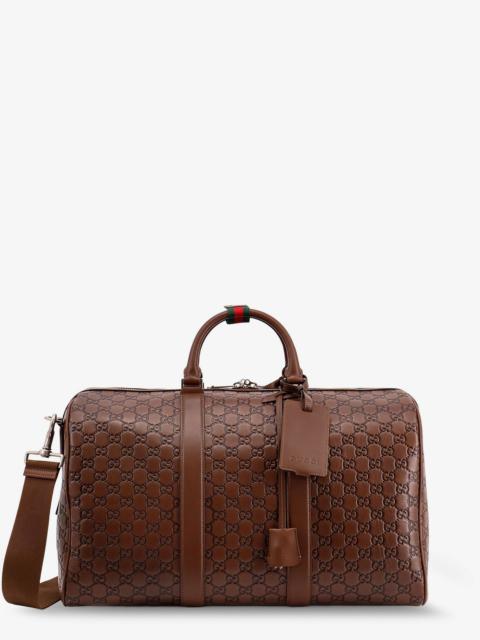 GUCCI Gucci GG Emblem Duffle Bag Brown