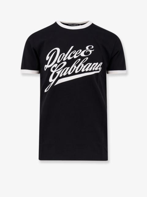 Dolce & Gabbana Dolce & Gabbana Men Cotton T-Shirt With Flocked Logo Print