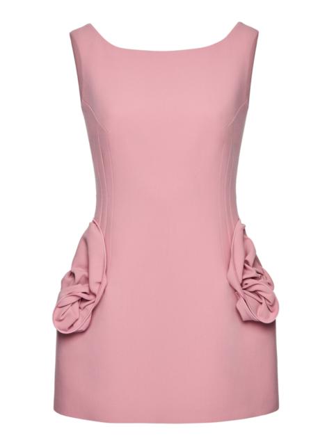 MAGDA BUTRYM Floral Appliqued Wool Mini Dress pink