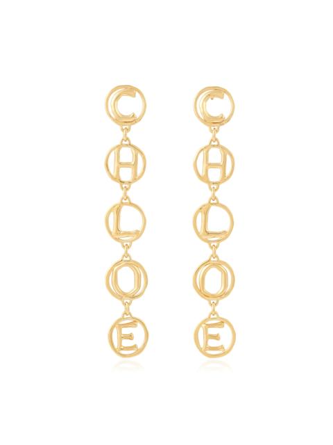 Chloé Gold-Tone Logo Drop Earrings gold