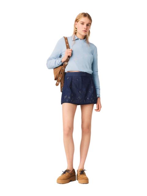 maje maje Jewel-button back sweater in Blue Sky at Nordstrom
