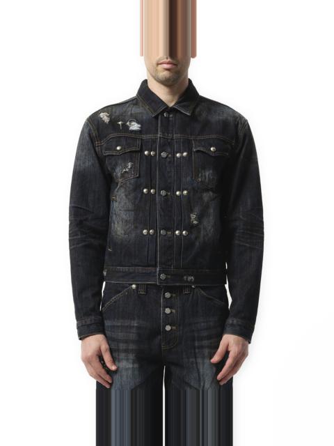 Thug Club Burn Down Denim Jacket in Blue