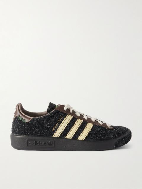 adidas Originals + Brain Dead Forest Hills Leather-Trimmed Textured-Suede Sneakers Black