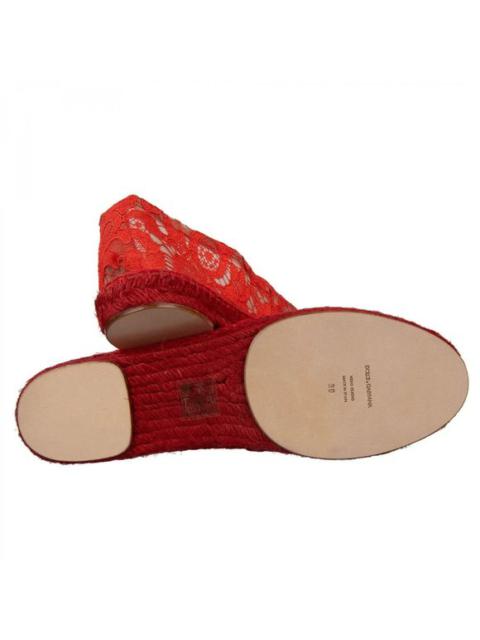 Dolce & Gabbana Light Floral Lace Espadrilles Shoes Red 36 US 6 UK 3 08238