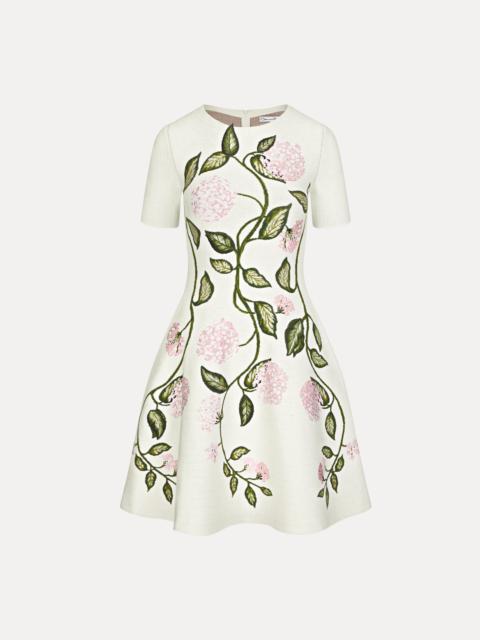 Oscar de la Renta PORCELAIN FLOWER JACQUARD DRESS