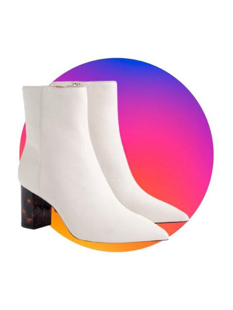 Other Designers J. Crew - J.Crew Womens Sadie Leather White Ankle Boots Booties Size 11 Tortoise Heel EUC