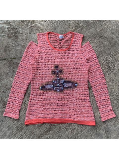 Vivienne Westwood Vivienne Westwood Skull Bead Orb Cut-Out Open Knit Base Layer Coral M
