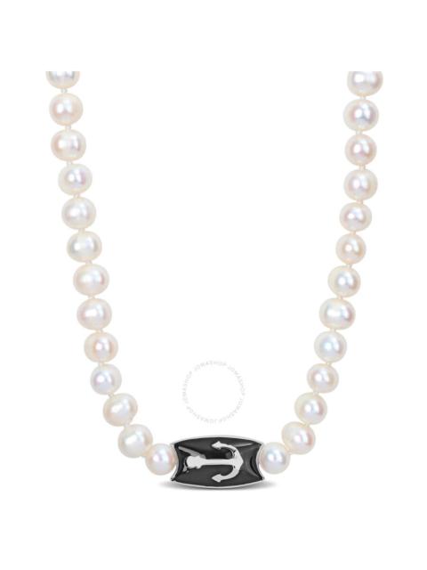 Other Designers Amour 7-7.5mm Cultured Freshwater Pearl Men's Necklace with Large Lobster Clasp in Sterling Silver