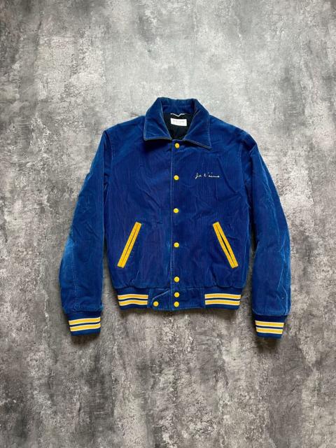 Blue Blue Japan Saint Laurent SLP17 Fall/Winter Blue Corduroy Slogan Quilted Jacket