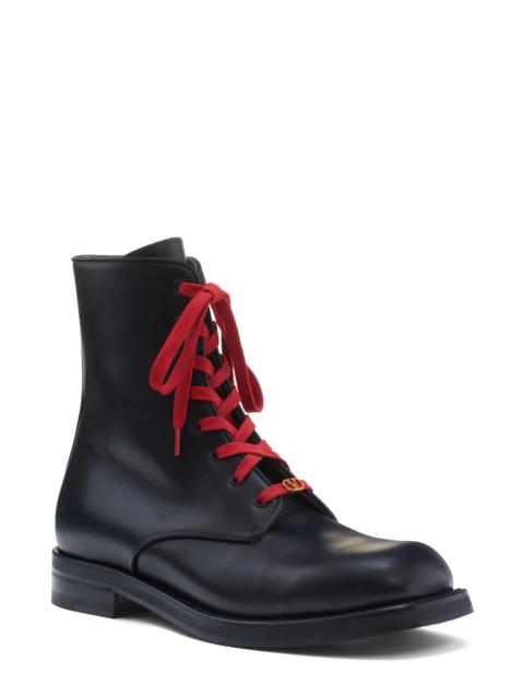 Valentino Valentino Garavani VLOGO Combat Boot in Black at Nordstrom