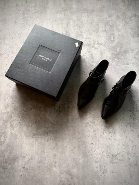 SAINT LAURENT Saint Laurent Paris 14SS Black Leather Double Buckle Western Ankle Boots by Hedi Slimane