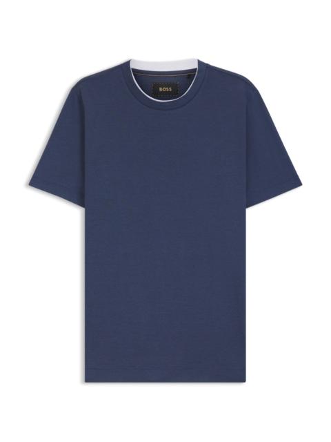 BOSS COTTON-SILK T-SHIRT WITH DOUBLE COLLAR