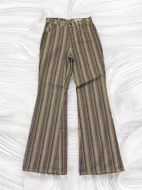 Vintage - Flared Lady Wrangler Multi Colour Striped Boot Cut Denim