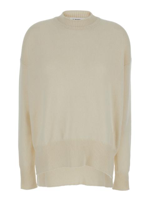 Jil Sander Women Cream Ribbed Pullover In Cashmere Woman