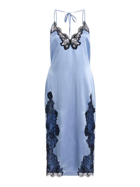 Fleur du Mal Juliet Lace-Trimmed Silk Charmeuse Slip Dress light blue