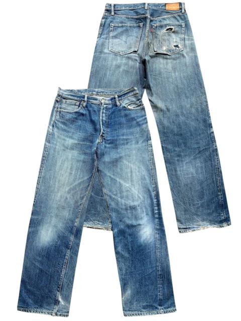 Other Designers Vintage - Vtg Burgus Japan Baggy Selvedge Distressed Denim Jeans 33x32