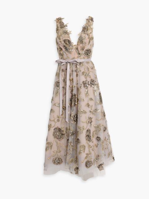 Other Designers Embellished tulle midi dress