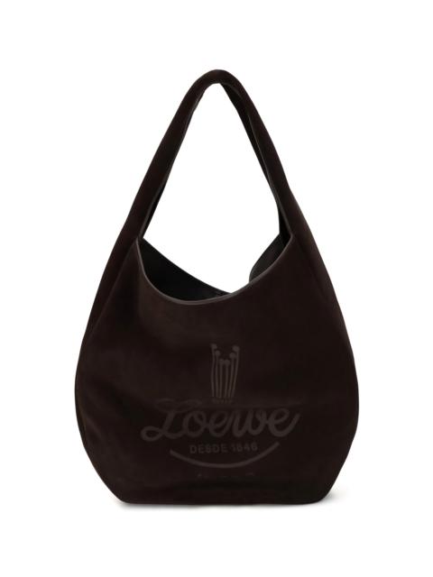 Loewe Loewe Roomy Suede Calfskin Hobo Shoulder Bag Dark Brown