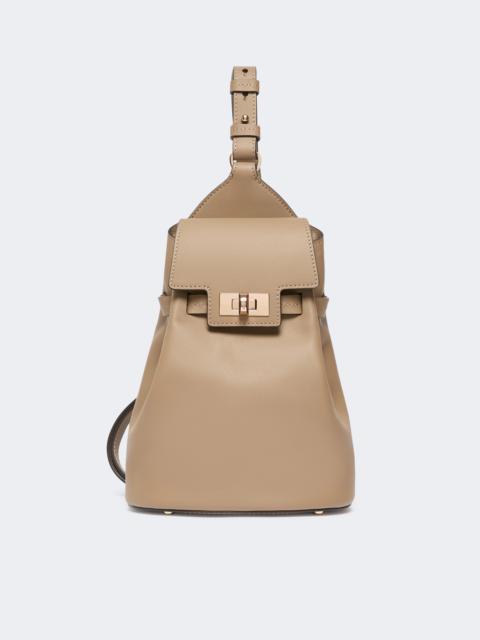 Max Mara Leather, one-shoulder Margaux backpack - MUD