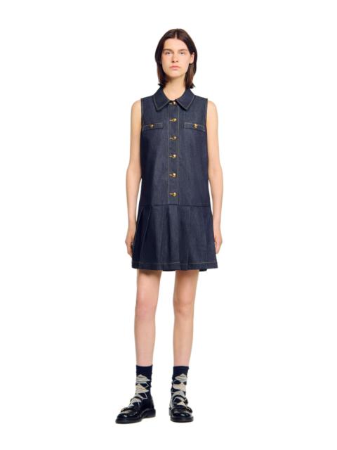Sandro SANDRO Short denim dress in Deep Blue at Nordstrom