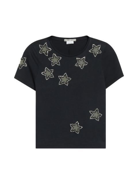 Alice + Olivia Alice + Olivia Cindy Embellished Star Cotton Crop T-Shirt in Black at Nordstrom