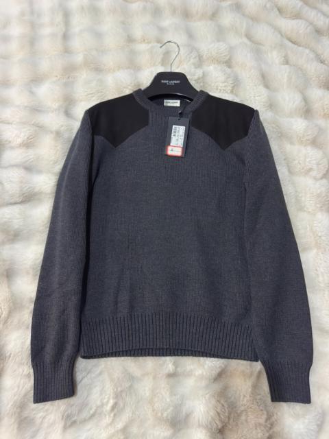 SAINT LAURENT Brand new Saint Laurent (SLP) men's sweater featuring 2014-style lambskin paneling.