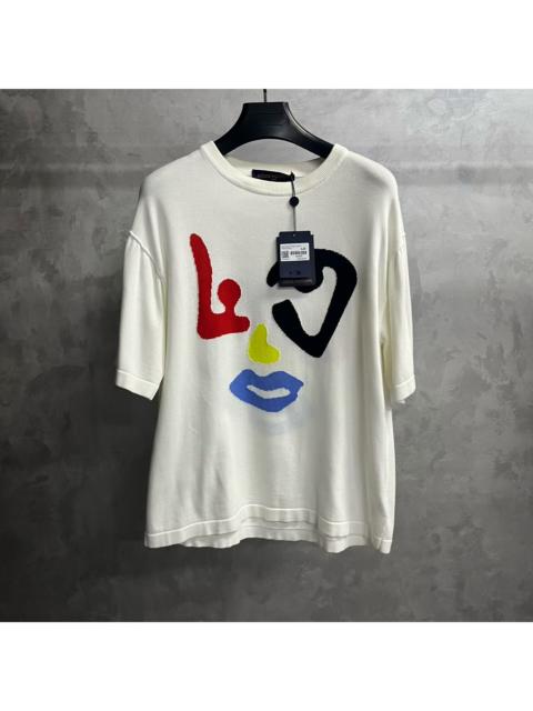 Louis Vuitton Louis Vuitton White Short-Sleeve Crewneck T-Shirt with Geometric Pattern