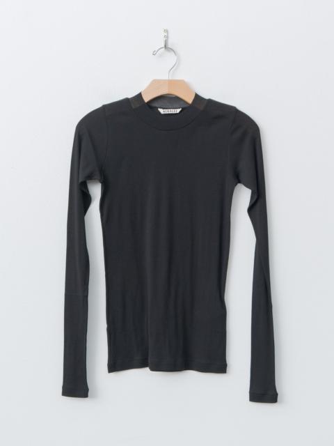 AURALEE Super High Gauge Sheer Rib L/S Tee - Black