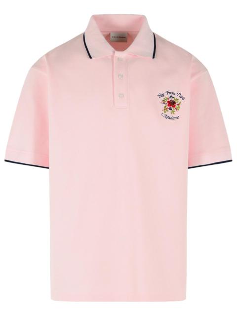 Drôle de Monsieur Drole De Monsieur 'SLOGAN Rose' Pink Cotton Polo Shirt