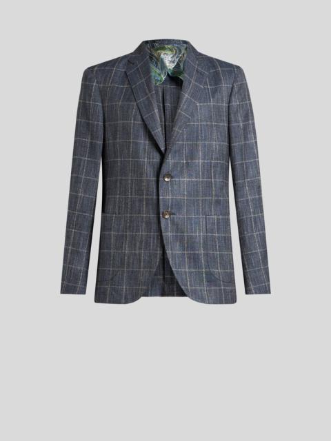 Etro CASUAL CHECKED SILK AND LINEN-BLEND BLAZER