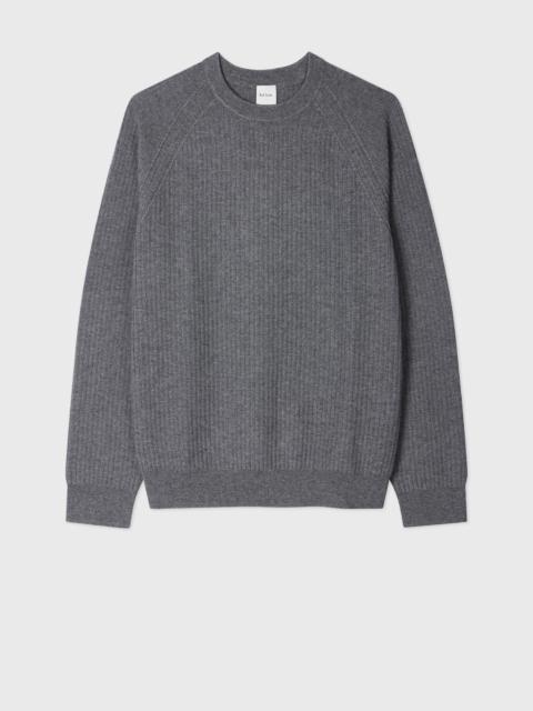 Paul Smith Grey Merino Wool-Cotton Blend Ribbed Sweater