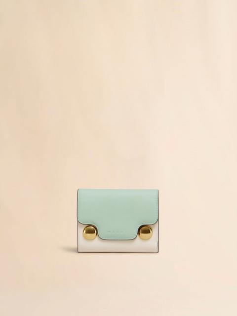 Marni VERDE CREAM AND BROWN LEATHER TRUNKAROO TRIFOLD WALLET