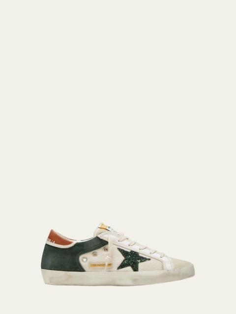 Golden Goose Super-Star Leather Glitter Low-Top Sneakers