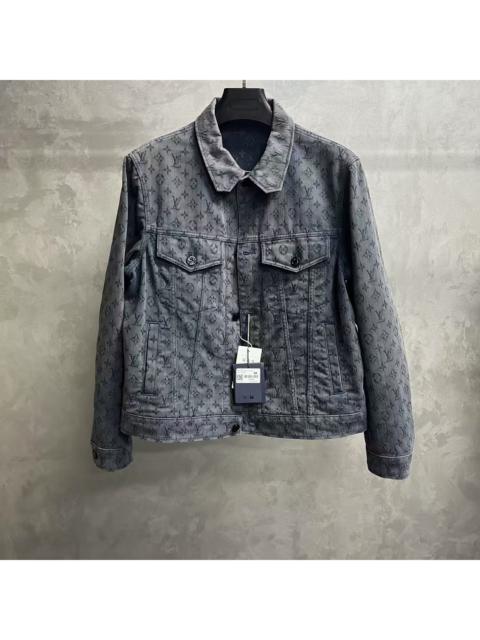 Louis Vuitton Louis vuitton White label black solid graffiti single breasted lapel long sleeve denim jacket