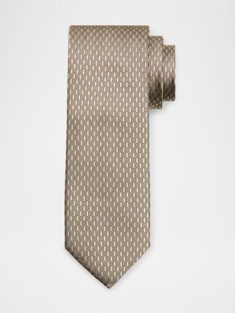 Canali Men's Tonal Geometric Jacquard Silk Tie