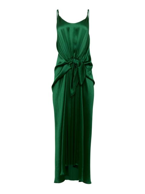 JW Anderson Waist-Knot Silk Maxi Dress green