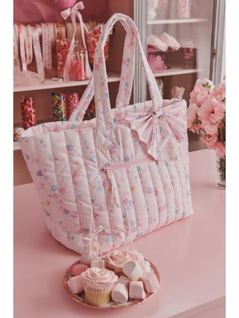LoveShackFancy LoveShackFancy x Roller Rabbit Candy Heart Stripe Bow Tote Bag