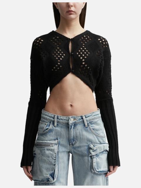 OPEN YY ARGYLE POINTELLE KNIT BOLERO