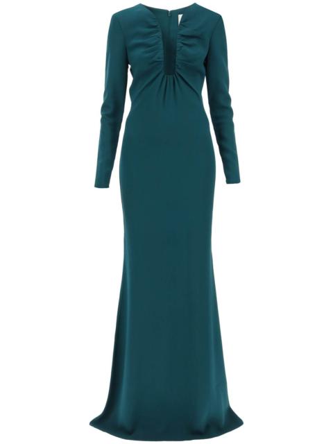 ROLAND MOURET MAXI DRESS WITH PLUNGING NECKLINE