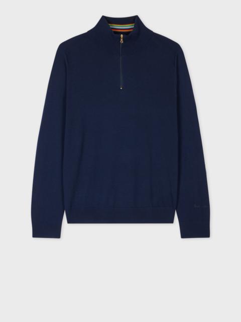 Paul Smith Navy Merino Wool Half-Zip Sweater