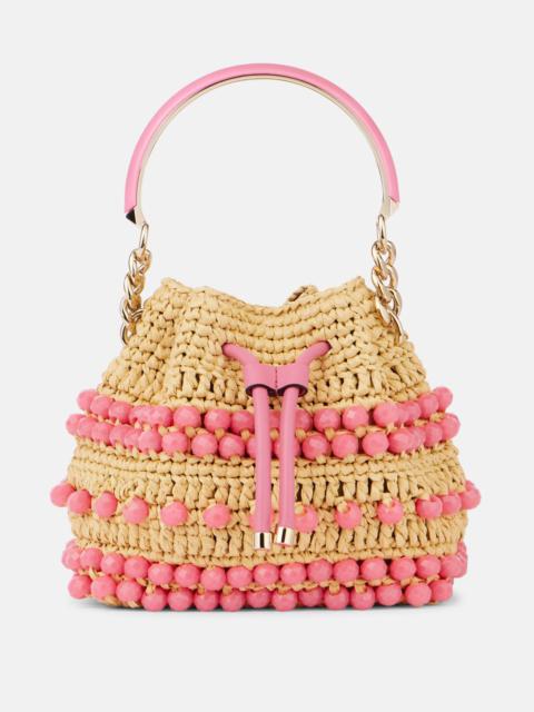 JIMMY CHOO Bon Bon Small beaded bucket bag