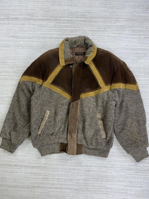 Other Designers Vintage - 80s Rudolph Valentino Knit Half Leather Multicolor Jacket