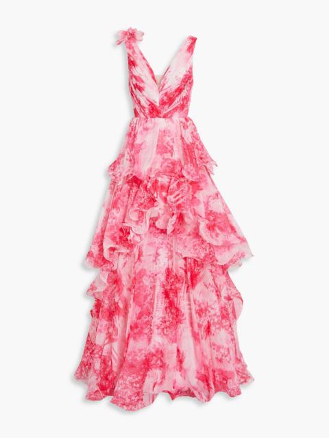 Other Designers Tiered printed chiffon gown