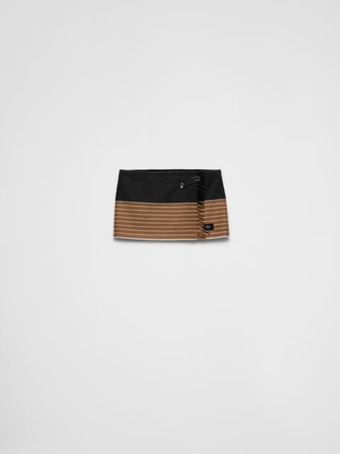 Two-tone cashmere miniskirt