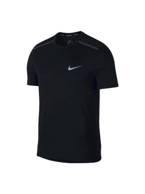 Nike Men's Nike Solid Color Logo Round Neck Casual Short Sleeve Black T-Shirt 892814-010