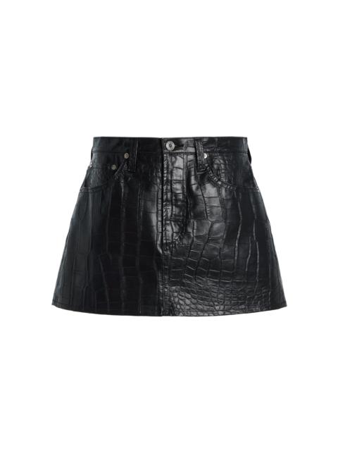 AGOLDE Keira Croc-Effect Faux-Leather Mini Skirt black