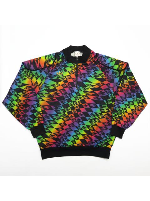 adidas Very Rare! Vintage 90s ADIDAS Monogram Logo Rainbow Multi Color Hologram Half Zipper Crewneck