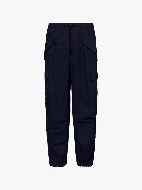 Multi-pocket relaxed-fit cotton-blend cargo trousers