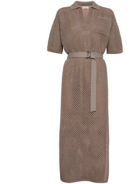 Brunello Cucinelli Cotton Net Dress With Belt