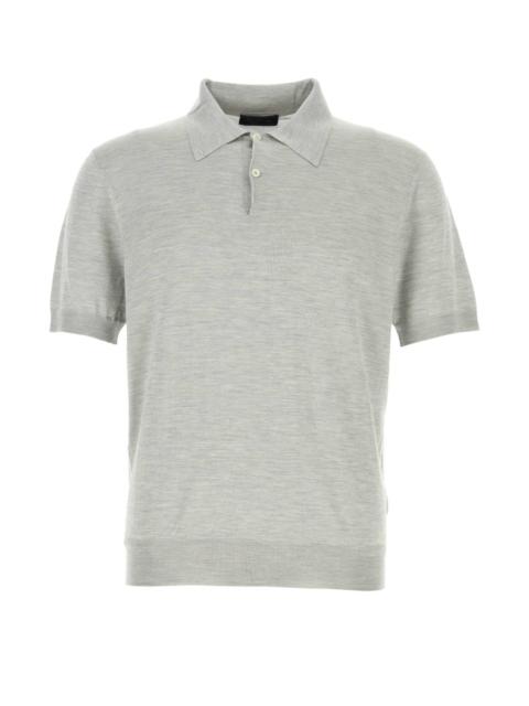 Prada Prada Men Grey Silk Polo Shirt